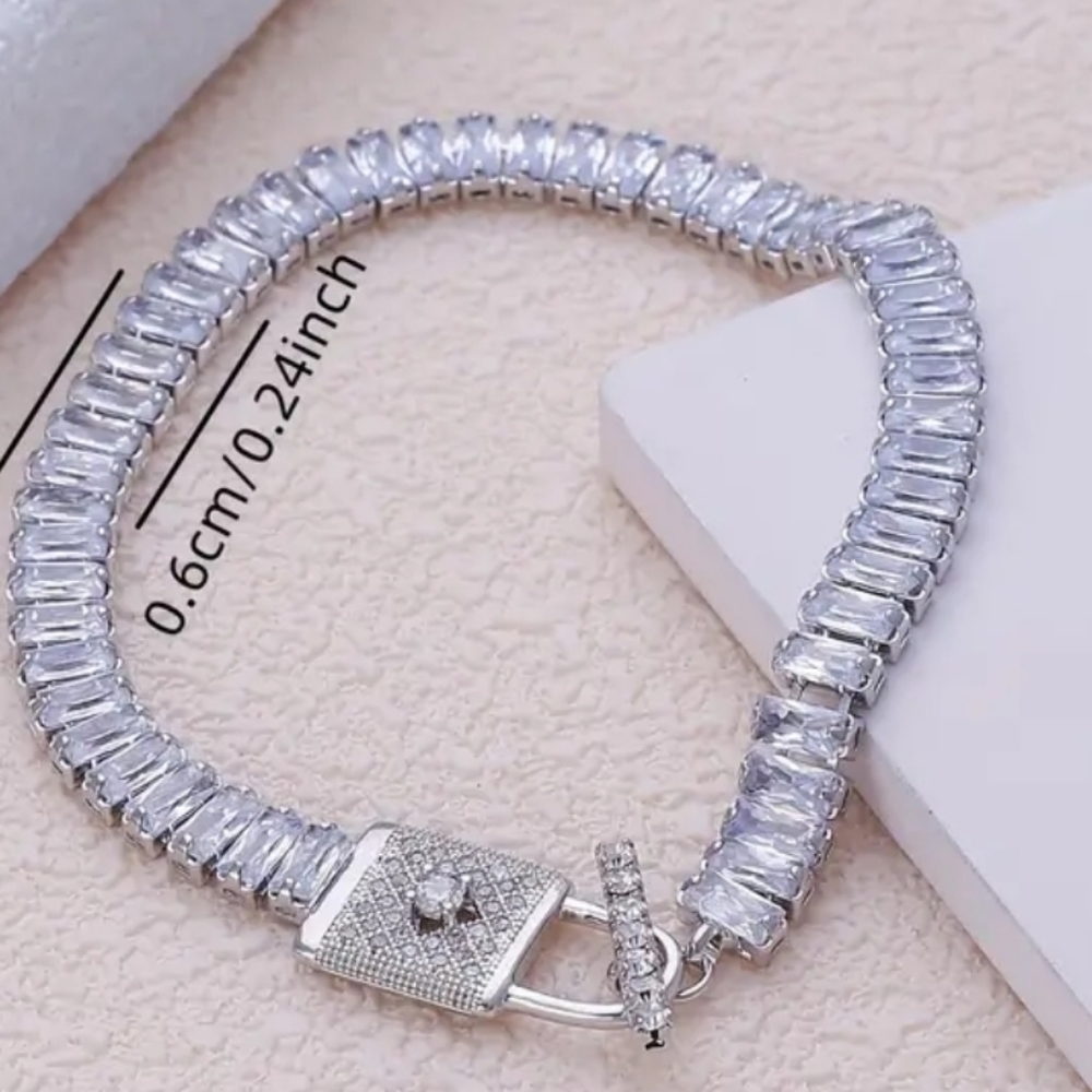 Men's and women'sRectangular Zirconia Full Zirconia Fashion Personality Bracelet
